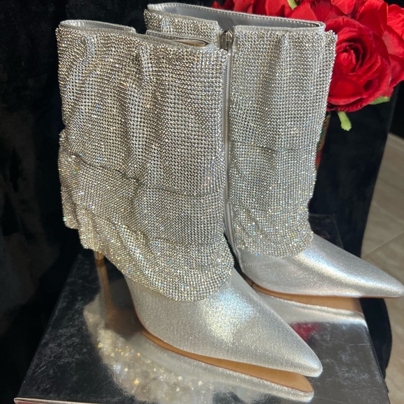 🔥🔥AZALEA WANG Chilton Chainmail Draped Booties 🔥🔥NWT SZ 10 - Picture 11 of 13